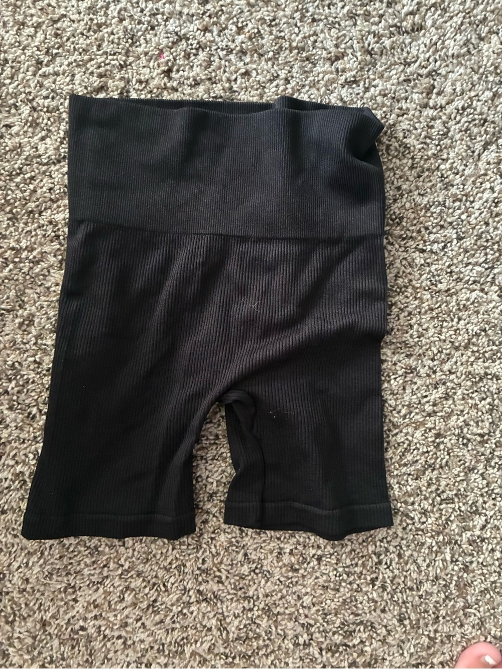 No Boundaries Black Ribbed High-Waist Bike Shorts for Kids